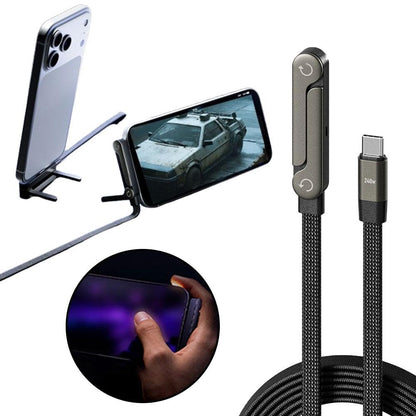 كابل شحن USB-C 240W سريع مع حامل هاتف مدمج – ستاند عملي وتحرير اليدين